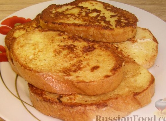 Как пожарить гренки из батона с яйцом и молоком Как пожарить гренки из батона с яйцом и молоком