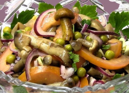 Рецепты простых салатов с маринованными опятами Рецепты простых салатов с маринованными опятами